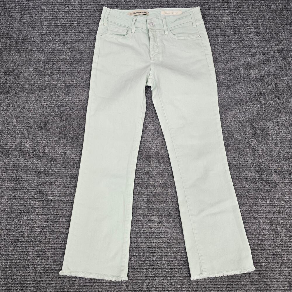 Pilcro Script Jeans Womens 26x25 Mint Green Crop Straight Raw Hem Anthropologie